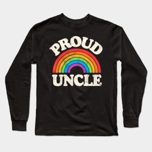 Lgbtq Proud Uncle Gay Pride Lgbt Ally Family Rainbow Flag Long Sleeve T-Shirt